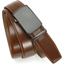 Chaoren Leather Ratchet Dress  Belt | with Automatic Slide | B- Charcoal Depiction Buckle - Cognac