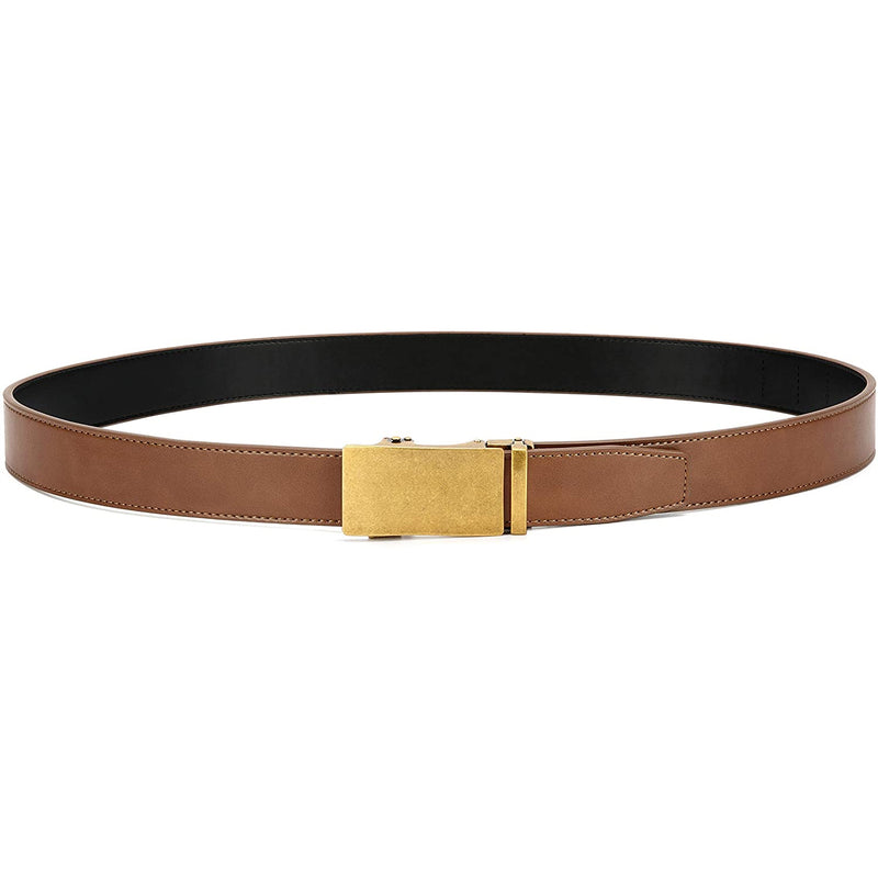 Chaoren Leather Ratchet Dress  Belt | with Automatic Slide | Gold Vintage W Tan Belt