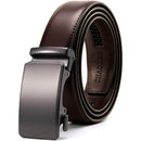 Chaoren Leather Ratchet Dress  Belt | with Automatic Slide | Gun Buckle W Dark Brown Belt
