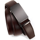 Chaoren Leather Ratchet Dress  Belt | with Automatic Slide | Gun Buckle W Dark Brown Belt