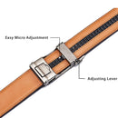 Chaoren Leather Ratchet Dress  Belt | with Automatic Slide | Racheting Belt W Dark Grey