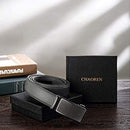 Chaoren Leather Ratchet Dress  Belt | with Automatic Slide | Racheting Belt W Dark Grey
