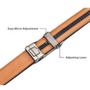 Chaoren Leather Ratchet Dress  Belt | with Automatic Slide | Square Buckle - Cognac
