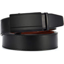 Chaoren Leather Ratchet Dress  Belt | with Automatic Slide | Square Buckle - Genuine Leather Black