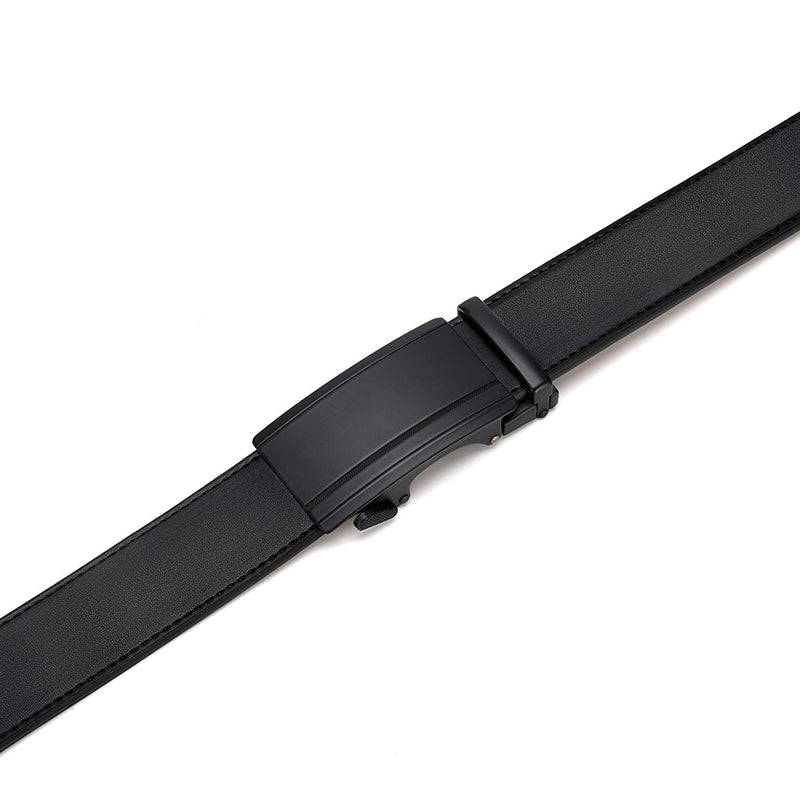 Chaoren Leather Ratchet Dress  Belt | with Automatic Slide | Square Buckle - Genuine Leather Black