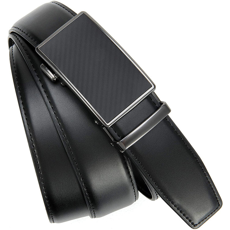 Chaoren Leather Ratchet Dress  Belt | with Automatic Slide | Weaven Texture Buckle W Black Belt