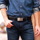 Chaoren Leather Ratchet Dress  Belt | with Automatic Slide | Z-basic Buckle Silver W Dress Belt Black