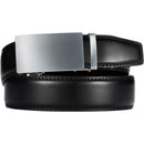 Chaoren Leather Ratchet Dress  Belt | with Automatic Slide | Z-basic Buckle Silver W Dress Belt Black