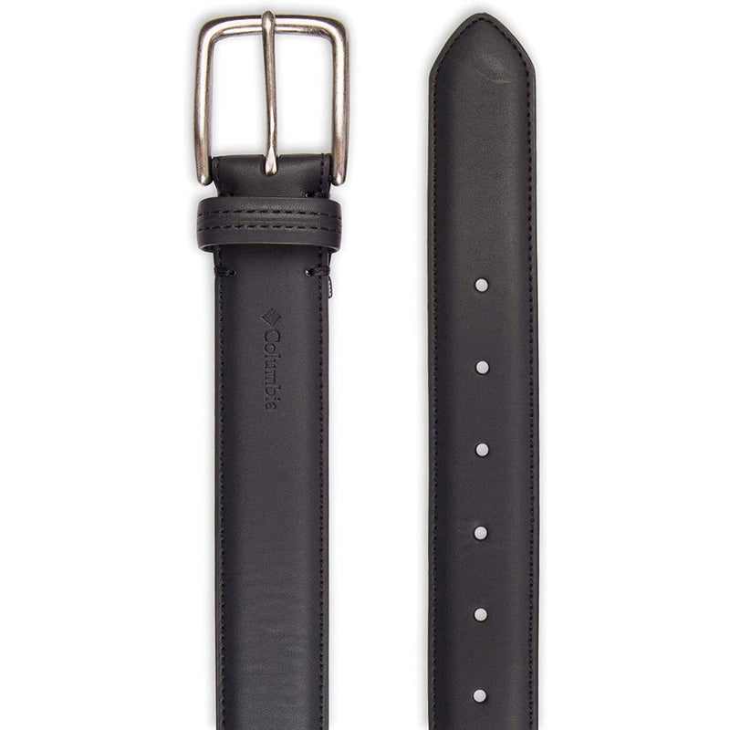 Columbia Men's Classic Logo Belt | Casual Dress with Single Prong Buckle | Color Black Bull