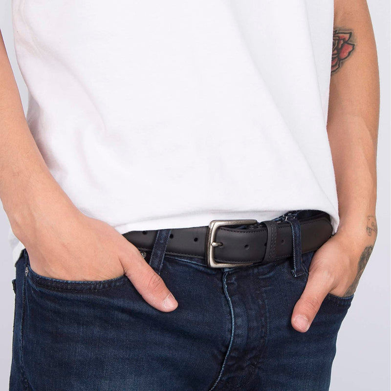 Columbia Men's Classic Logo Belt | Casual Dress with Single Prong Buckle | Color Black Bull