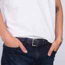 Columbia Men's Classic Logo Belt | Casual Dress with Single Prong Buckle | Color Navy