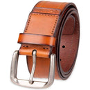 Columbia Men's Classic Logo Belt | Casual Dress with Single Prong Buckle | Stitched Tan