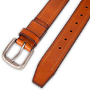 Columbia Men's Classic Logo Belt | Casual Dress with Single Prong Buckle | Stitched Tan