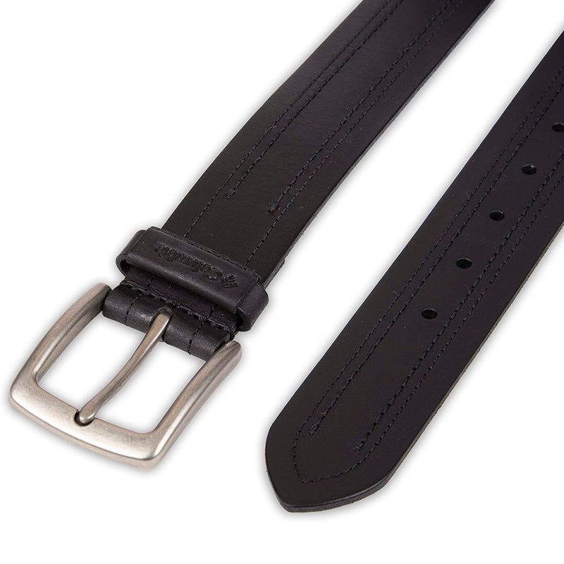 Columbia Men's Classic Logo Belt | Casual Dress with Single Prong Buckle | Color Stitched Black