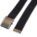 Columbia Men's Military Web Belt-Adjustable Cotton Strap and Metal Plaque Buckle | Color Black