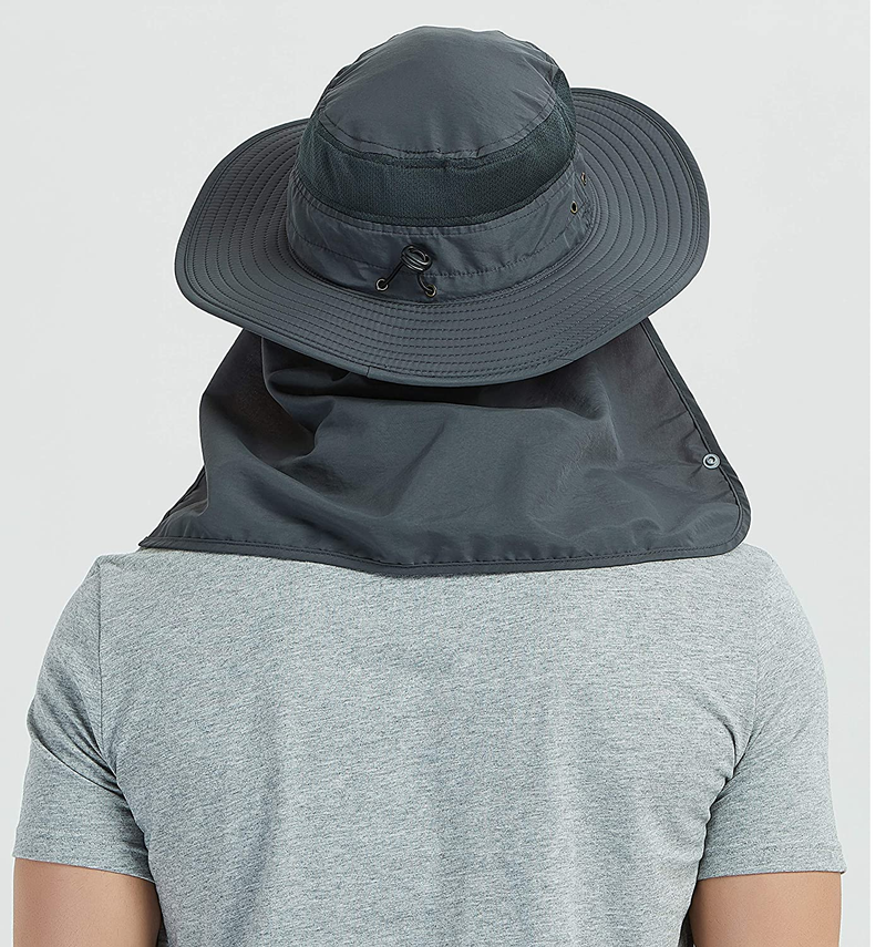  Solaris Neck Flap Wide Brim Sun hat for Men Women, UPF 50 Sun  Protection Fishing Safari Hiking, Gray : Sports & Outdoors
