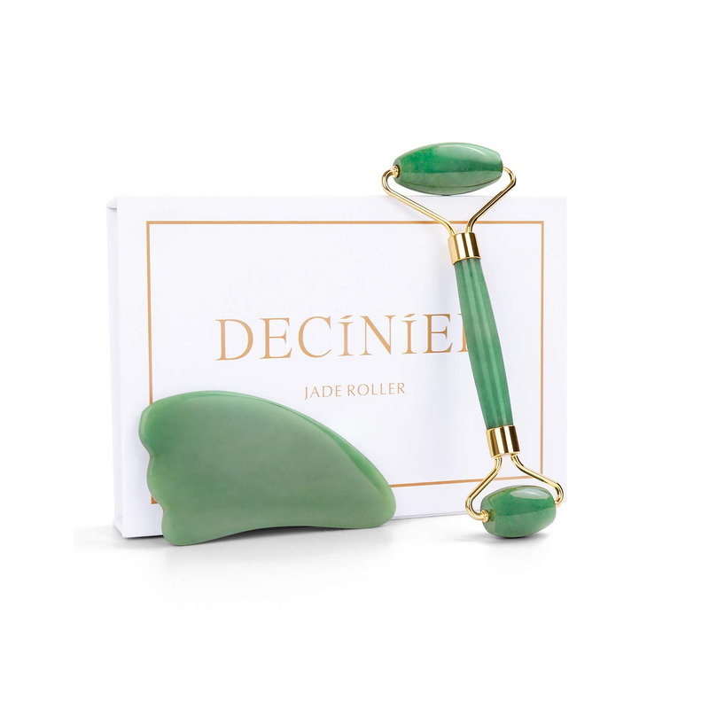 Deciniee Natural Jade Facial Roller Gua Sha Massage Tool for Skin Care