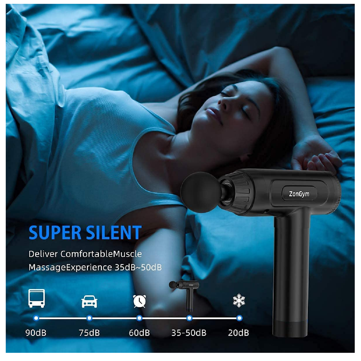 ZonGym Deep Tissue Massage Gun 30 Speed Silent Percussion Muscle Massa