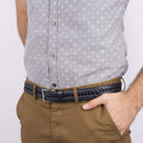 Dockers Men's Leather Braided Casual and Dress Belt | Color Navy