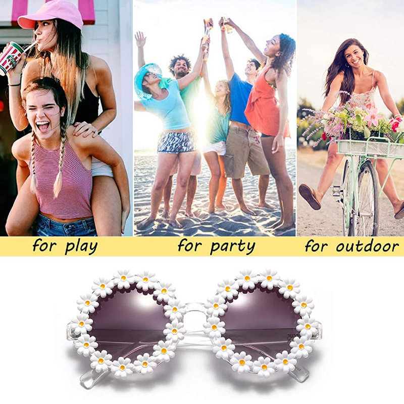 Dollger Retro Daisy Sunglasses For Women Flower Round Fashion Disco Festival