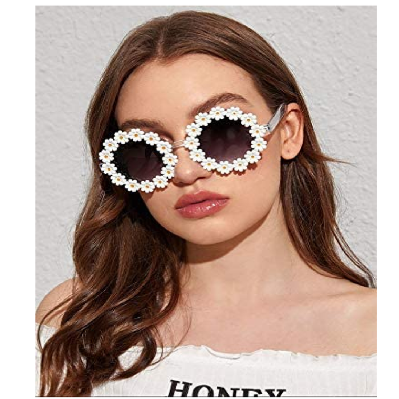 Dollger Retro Daisy Sunglasses For Women Flower Round Fashion Disco Festival