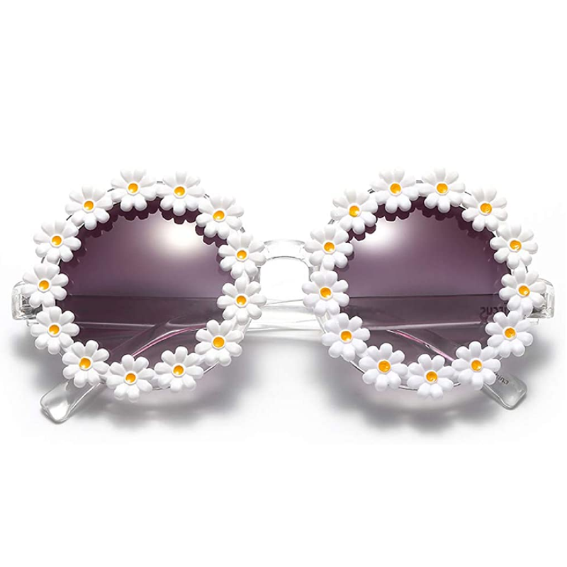 Dollger Retro Daisy Sunglasses For Women Flower Round Fashion Disco Festival