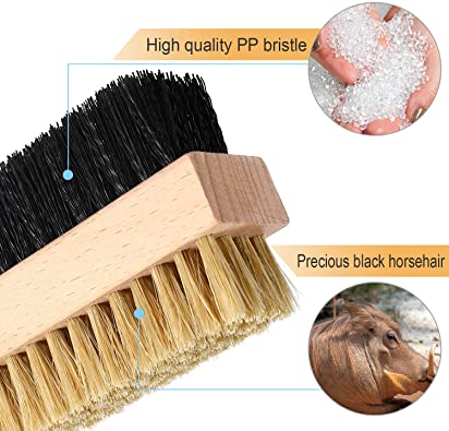 Dual Sided Sneaker Shoe Cleaner Brush Set Boar and Plastic Bristles with Microfiber Cloth