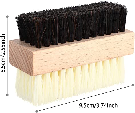 Dual Sided Sneaker Shoe Cleaner Brush Set Boar and Plastic Bristles with Microfiber Cloth