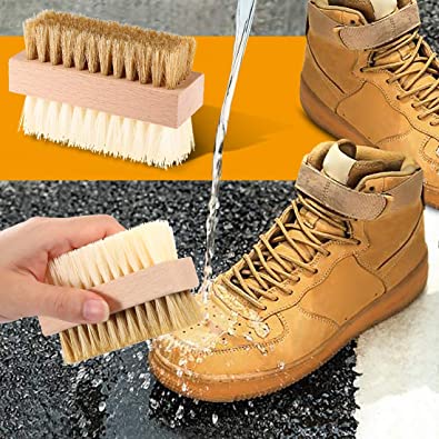 Dual Sided Sneaker Shoe Cleaner Brush Set Boar and Plastic Bristles with Microfiber Cloth