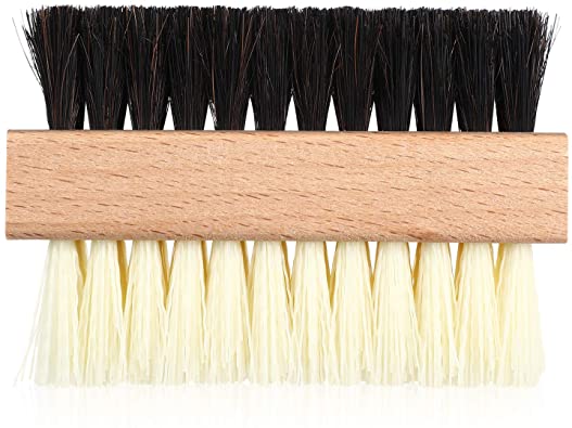 Dual Sided Sneaker Shoe Cleaner Brush Set Boar and Plastic Bristles with Microfiber Cloth