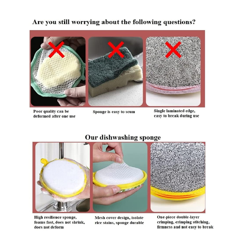 Christmas Cleaning Sponge Household Scouring Pad Kitchen Wipe Dishwashing  Sponge Cloth Dish Cleaning Towels Kitchen Accessory