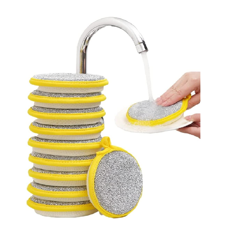 Durable Double-Sided Dishwashing Sponge| Reusable Sponge Pad