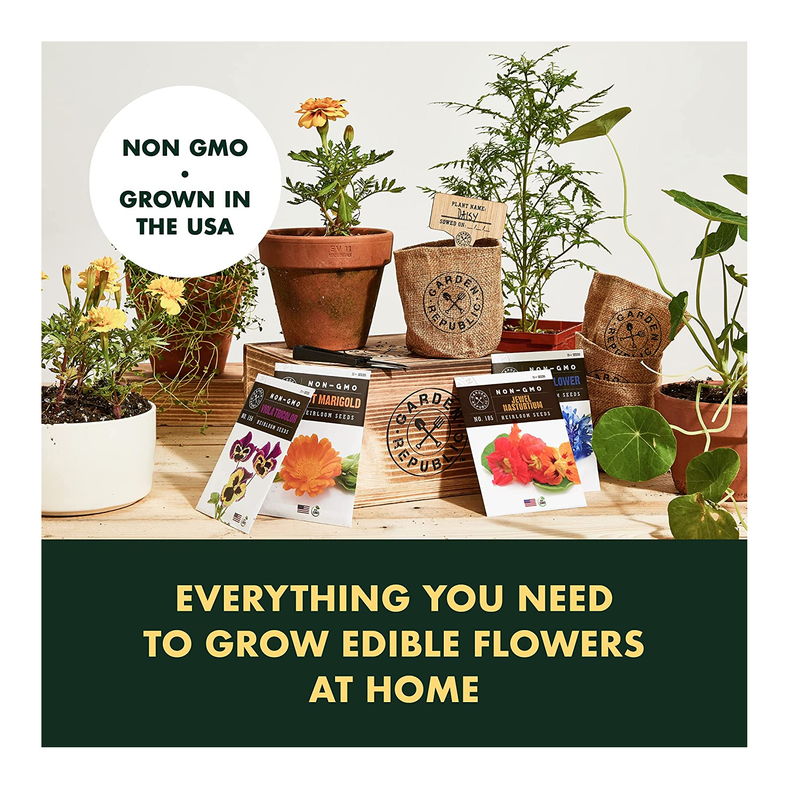 Edible Flowers Indoor Garden Seed Starter Kit | Non-GMO Heirloom Seeds for Planting