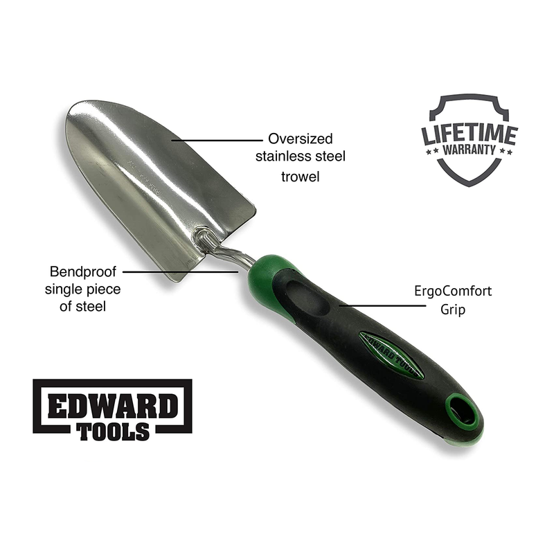 Edward Tools Bend-Proof Garden Trowel | Heavy Duty Polished Stainless Steel