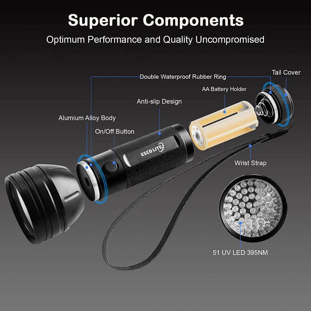 Escolite UV Flashlight Black Light