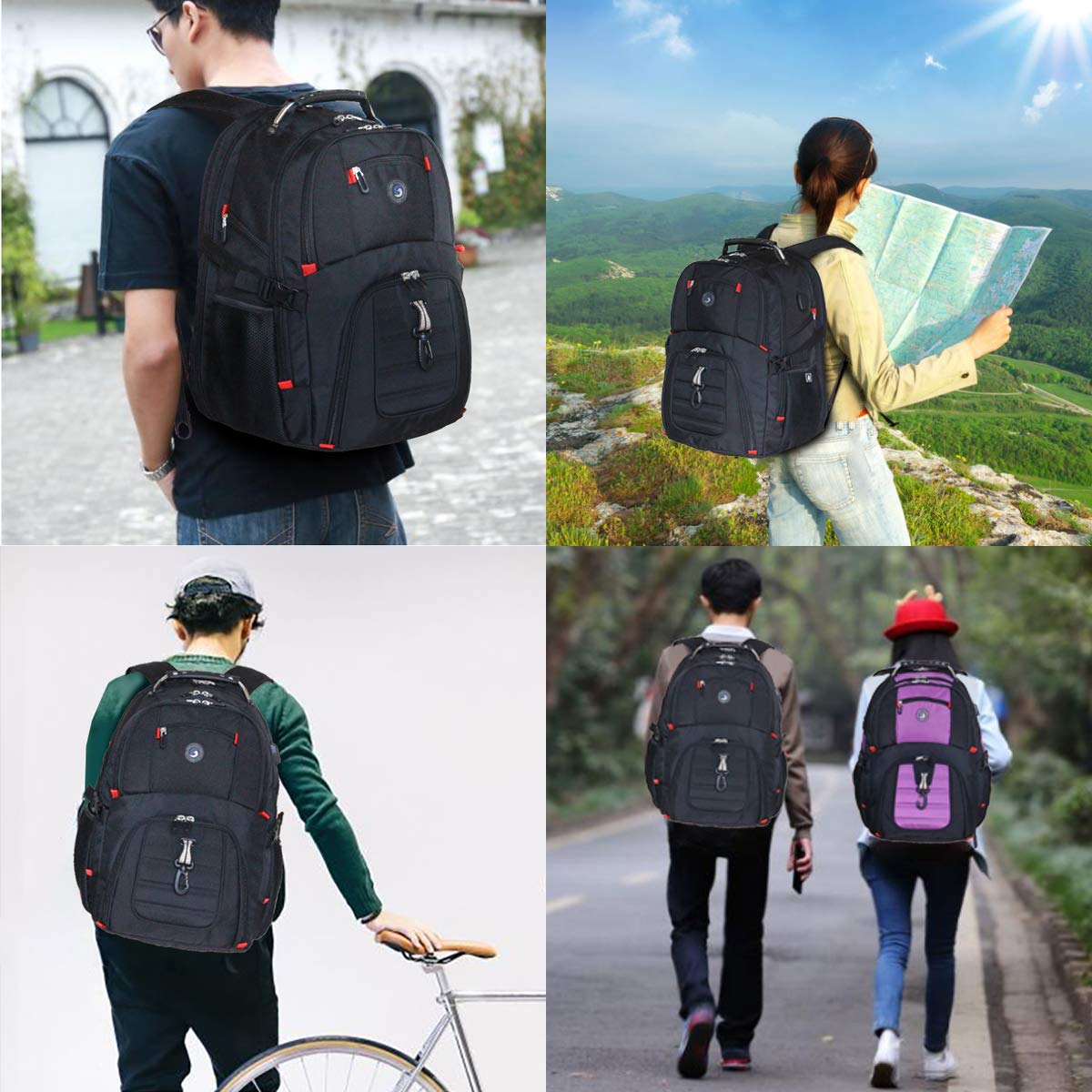 17 inch laptop backpack 50 liters YOREPEK Travel Backpack, 50L Backpacks, Water Resistant Airline Approved Business Bag Fits Laptops : Electronics resistant bottom Extra Large 50L Travel Laptop