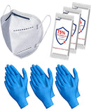 Face Mask and Gloves Set with Sanitizing Wipes