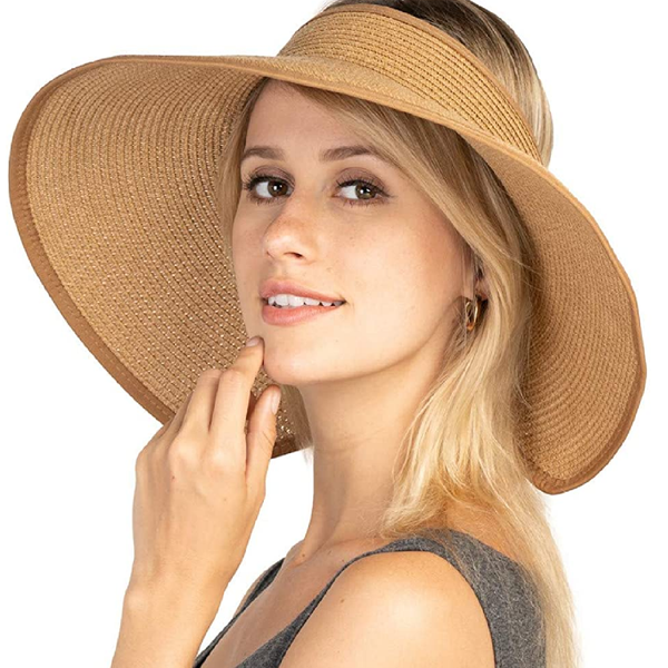 Simplicity Womens Hats Women's UPF 50+ Wide Brim Roll-up Straw Sun Hat Sun  Visor Natural dealsaving