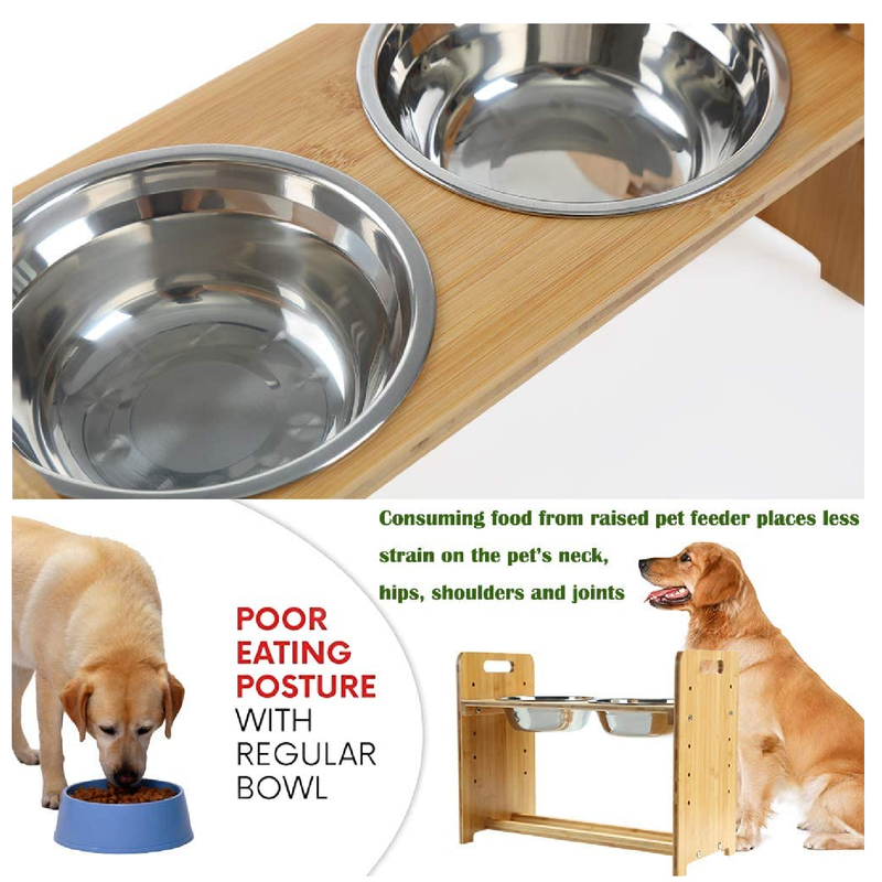 Bamboo Elevated cat Dog Bowl Stand ceramics Bowls, Dogs drinking water food  bowl ,small pet feeder, pets standing bowls