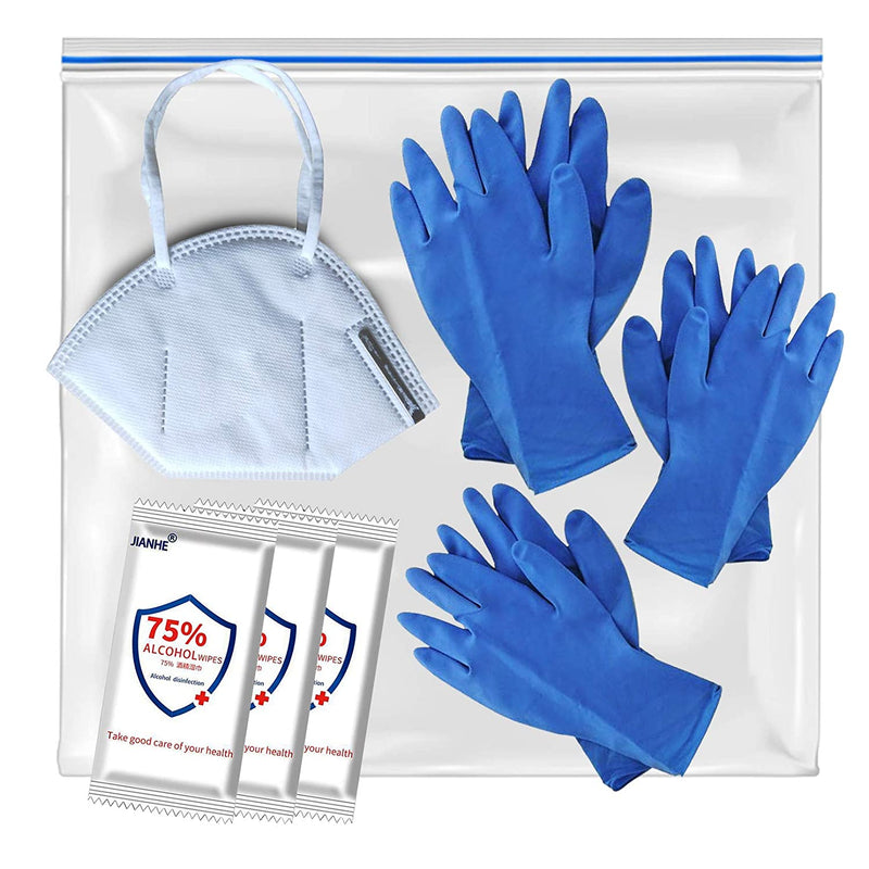Face Mask and Gloves Set with Sanitizing Wipes