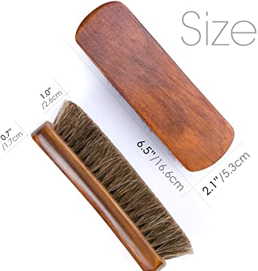 Foloda | 6.7" Horsehair Shoe Shine Brushes with Horse Hair Bristles for Boots