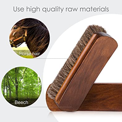 Foloda | 6.7" Horsehair Shoe Shine Brushes with Horse Hair Bristles for Boots