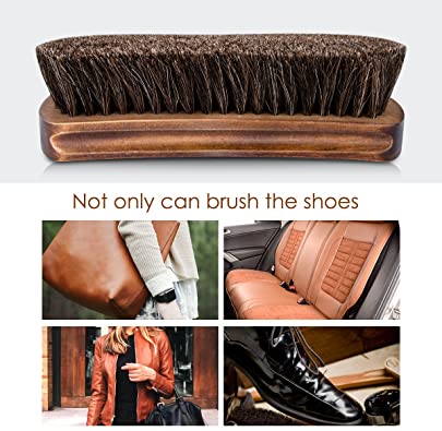 Foloda | 6.7" Horsehair Shoe Shine Brushes with Horse Hair Bristles for Boots