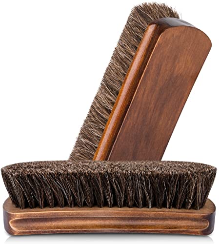 Foloda | 6.7" Horsehair Shoe Shine Brushes with Horse Hair Bristles for Boots