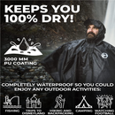 Foxelli Hooded Rain Poncho | Adult Reusable Waterproof Raincoat