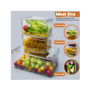 Fridge Organizer with Lid Set of 3 Stackable Plastic Organizer Bins and Removable Drain Tray