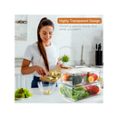 Fridge Organizer with Lid Set of 3 Stackable Plastic Organizer Bins and Removable Drain Tray