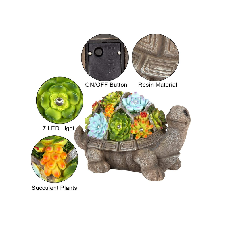 GIGALUMI Large Tortoise Garden Figurines for Outdoor Decoration|LED for Patio
