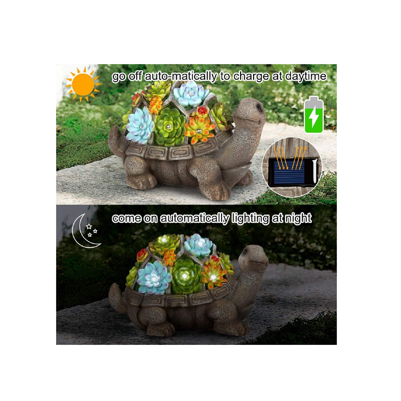 GIGALUMI Large Tortoise Garden Figurines for Outdoor Decoration|LED for Patio