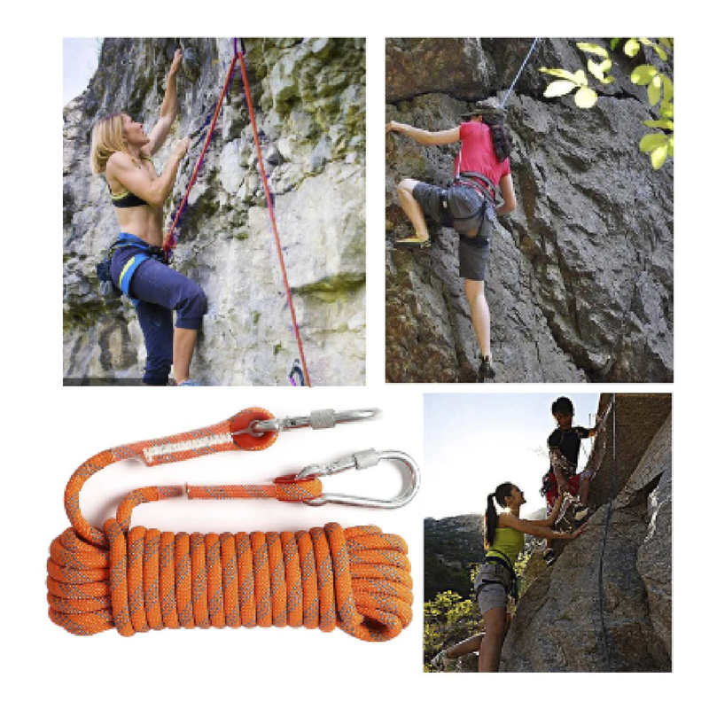 Ginee 10mm Static Outdoor Rock Climbing Rope With Carabiner